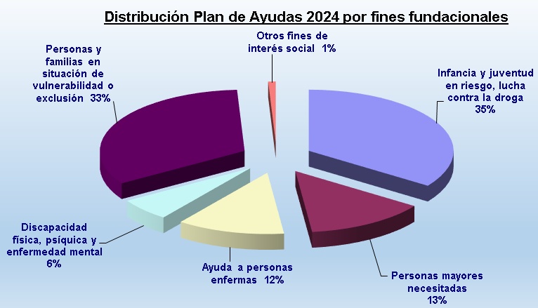 Distribución de ayudas de 2024 de la Fundación Carmen Gandarias por ámbito de acción social.